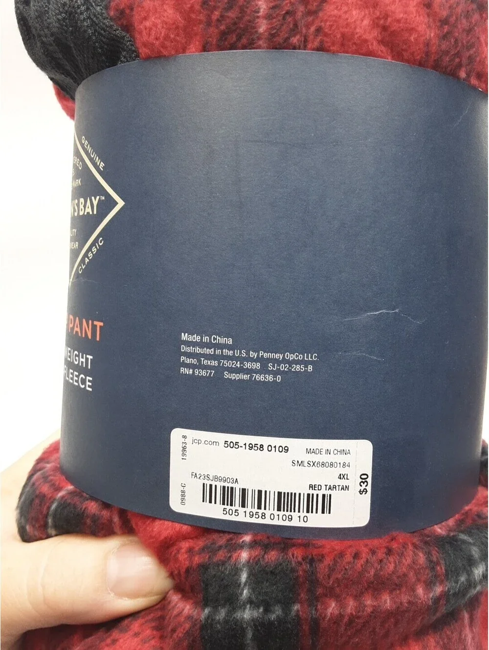 St. Johns Bay - Men's 4XL - Red Tartan Fleece Sleep Pants - Pajama Bottoms